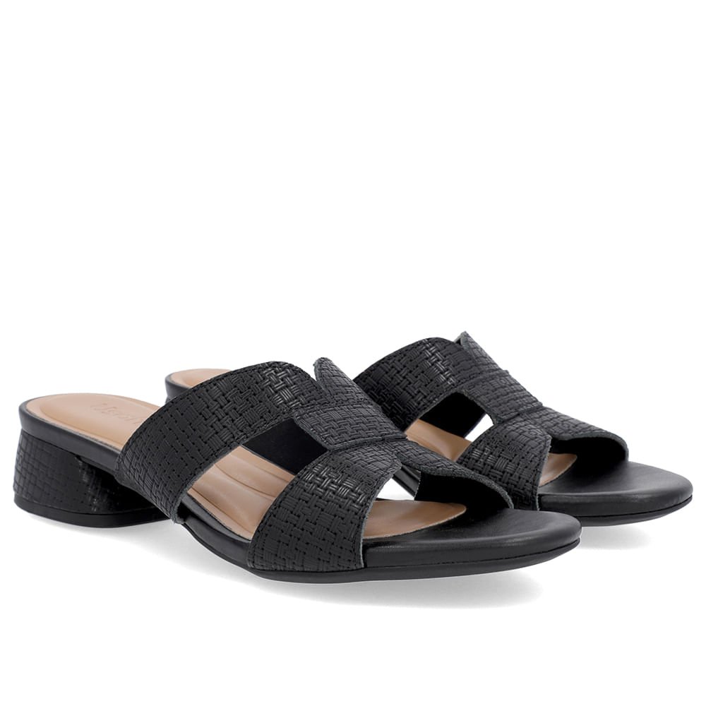 Tamanco Salto Bloco Couro Preto Preto 2