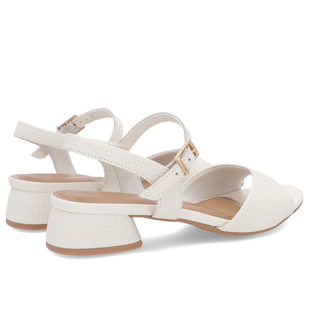 Sandália Casual Couro Off-White Salto Bloco Branco 3