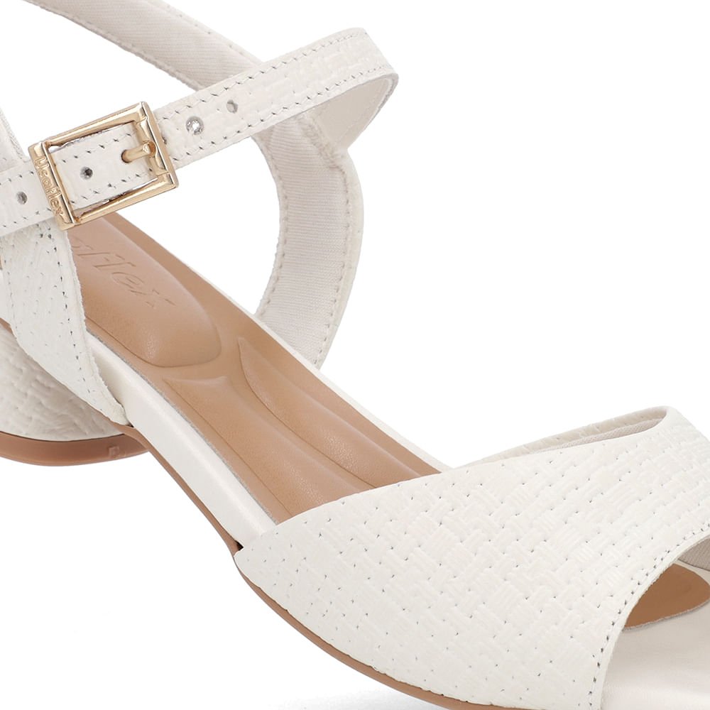 Sandália Casual Couro Off-White Salto Bloco Branco 4