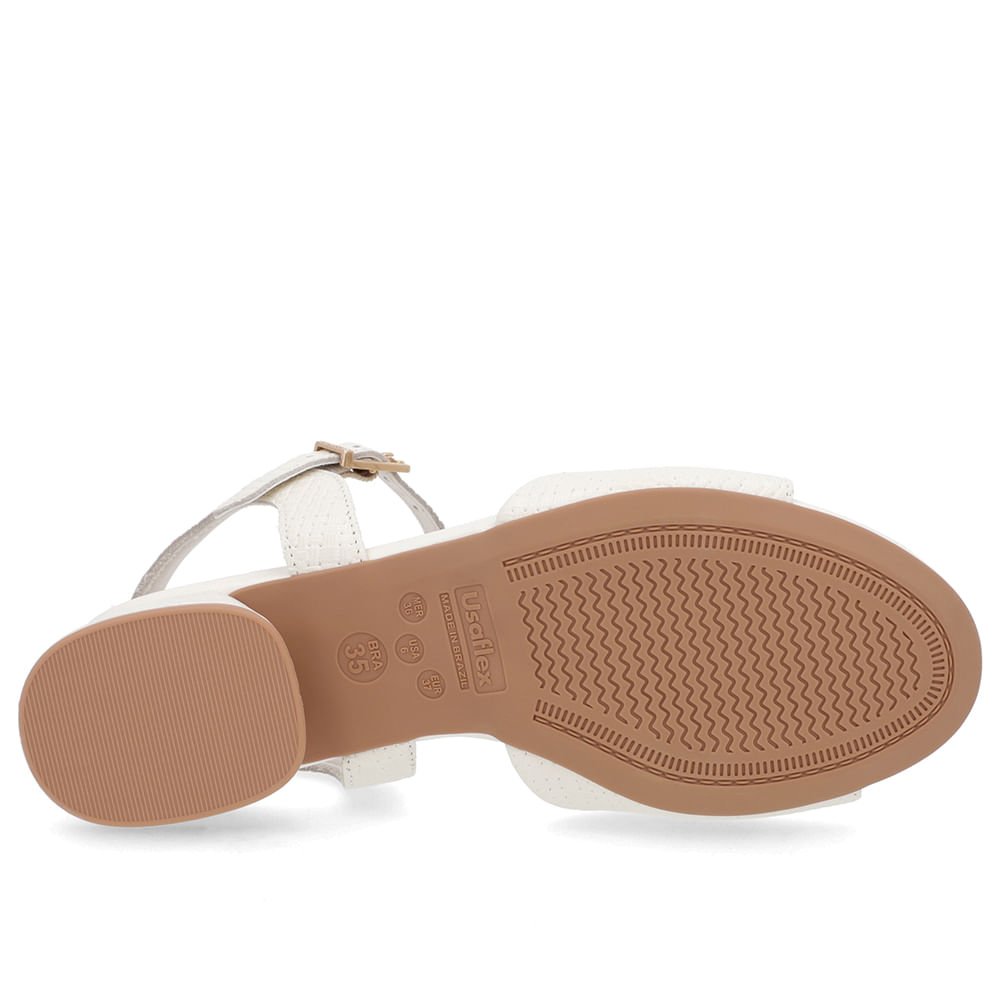 Sandália Casual Couro Off-White Salto Bloco Branco 5