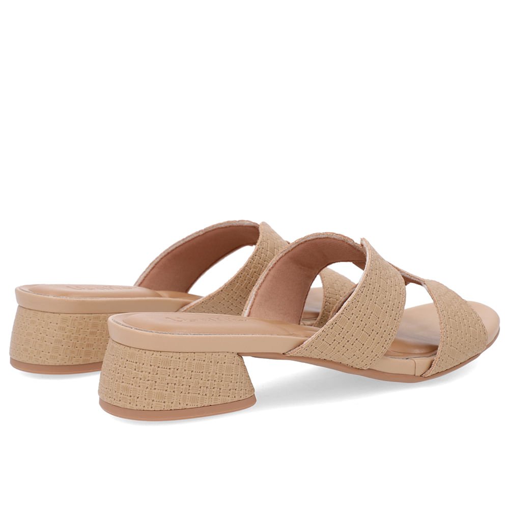 Tamanco Salto Bloco Couro Bege Bege 3