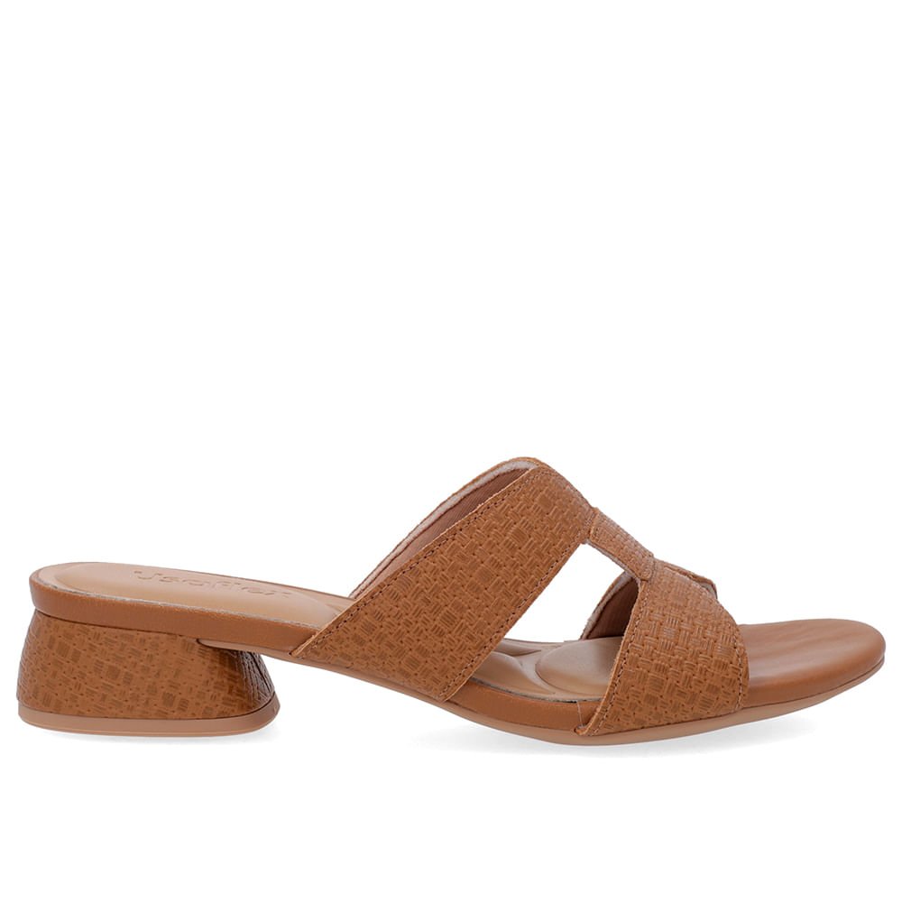 Tamanco Salto Bloco Couro Marrom