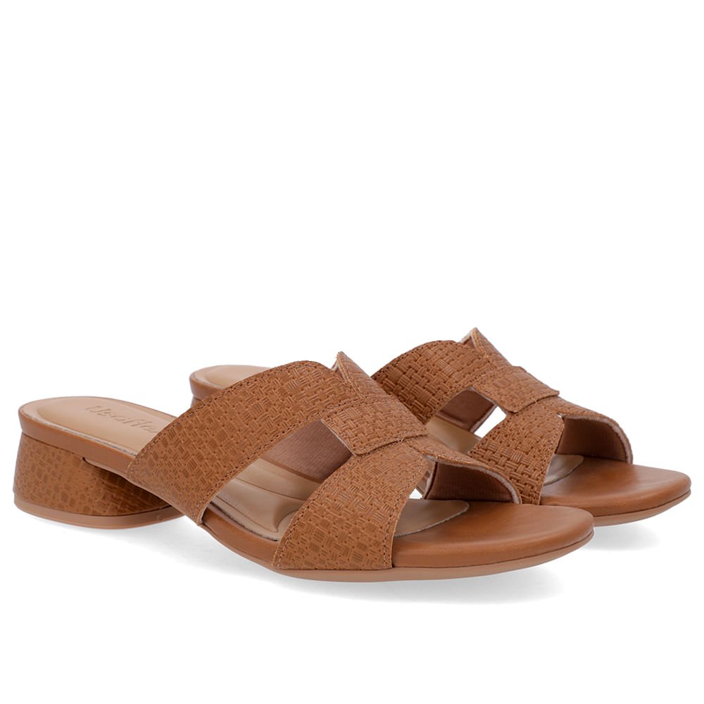 Tamanco Salto Bloco Couro Marrom Marrom 2