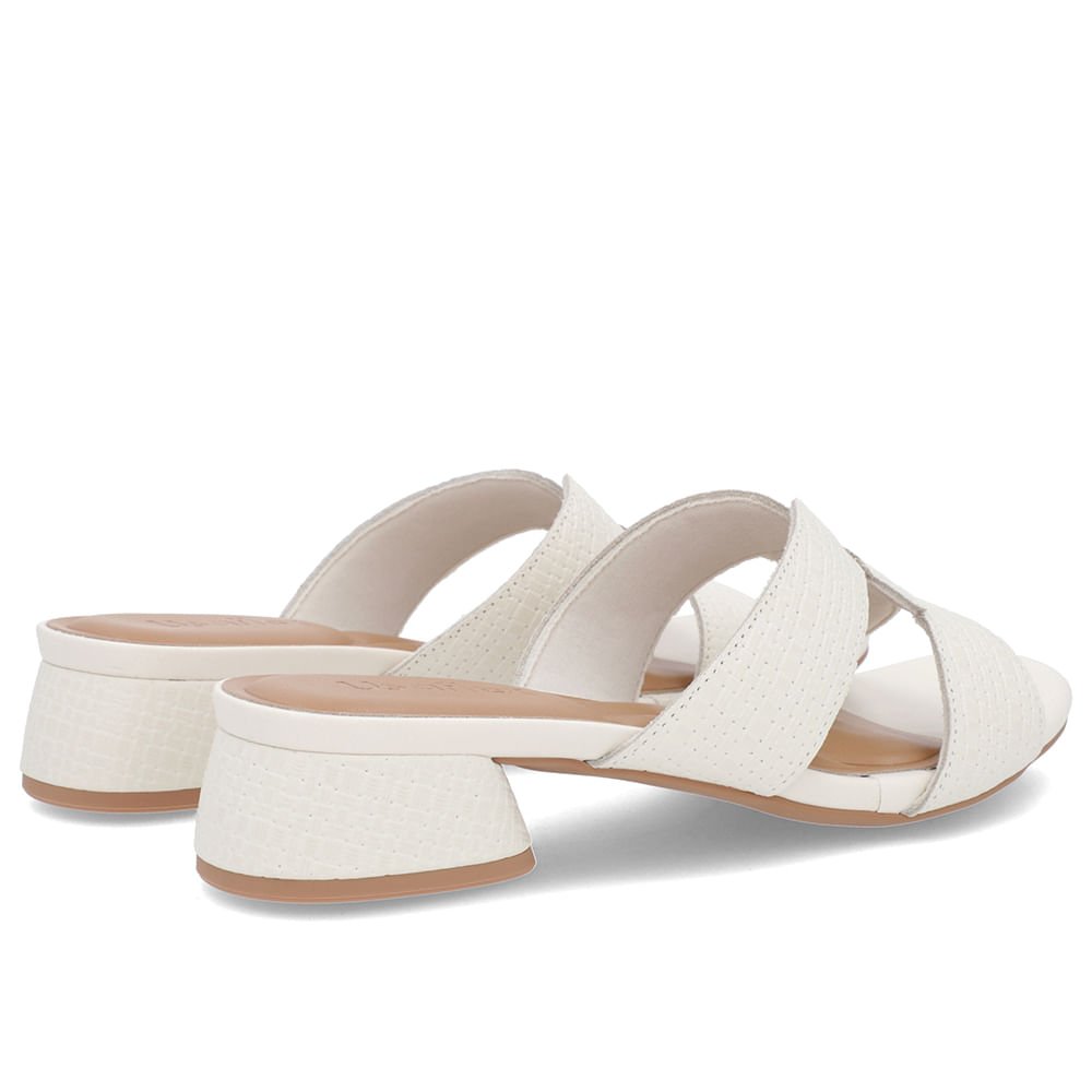 Tamanco Salto Bloco Couro Off-White Branco 3