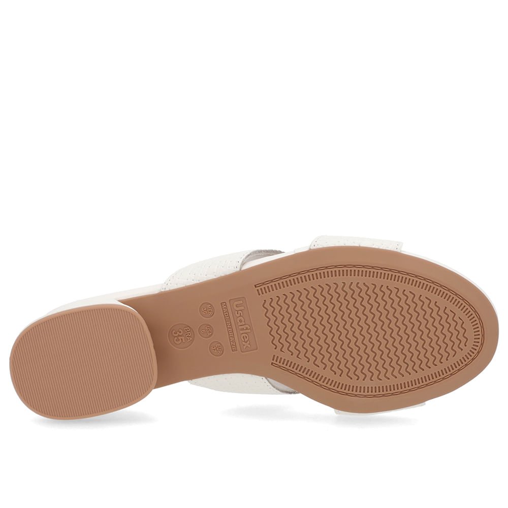 Tamanco Salto Bloco Couro Off-White Branco 5