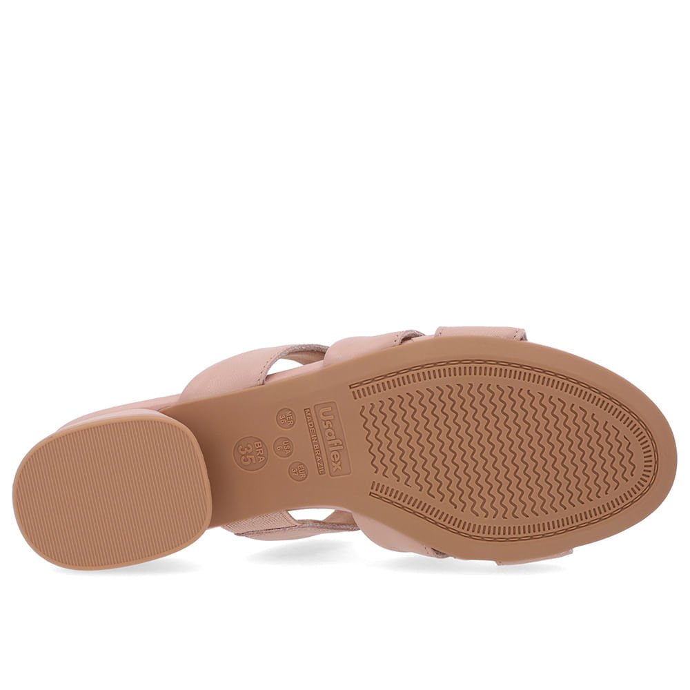 Tamanco Salto Bloco Couro Rosa Enfeite Rosa 5