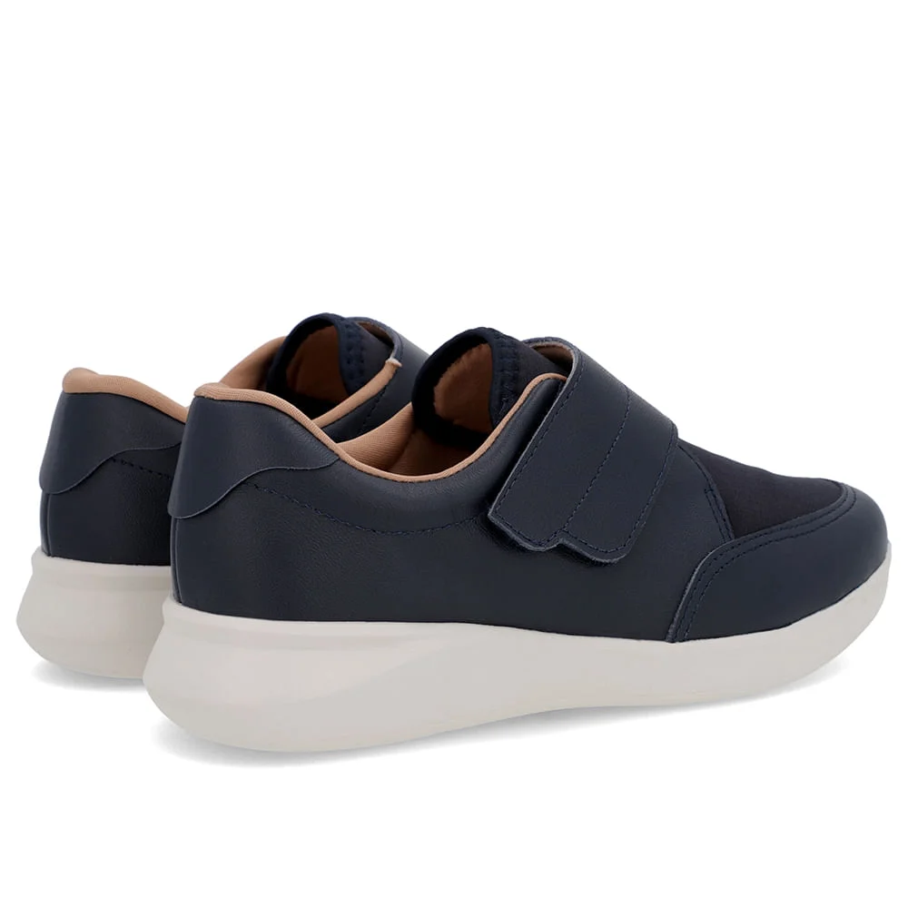 Tênis Casual Azul Couro Detalhe Elastano Azul 3