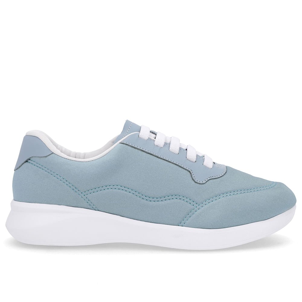 Tênis Casual Azul Elastano Cadarço Elástico