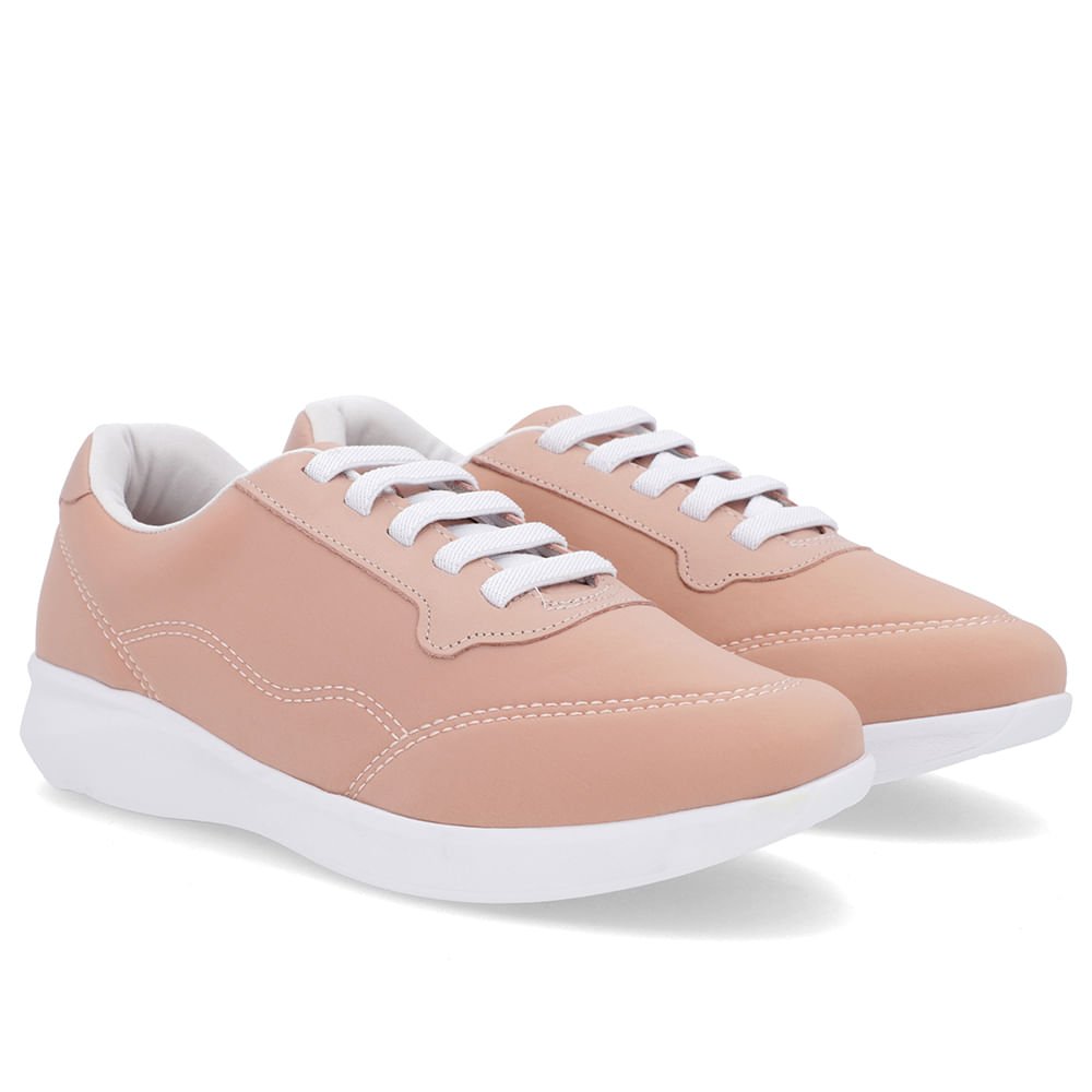 Tênis Casual Rosa Elastano Cadarço Elástico Rosa 2