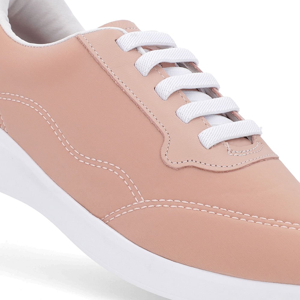 Tênis Casual Rosa Elastano Cadarço Elástico Rosa 4