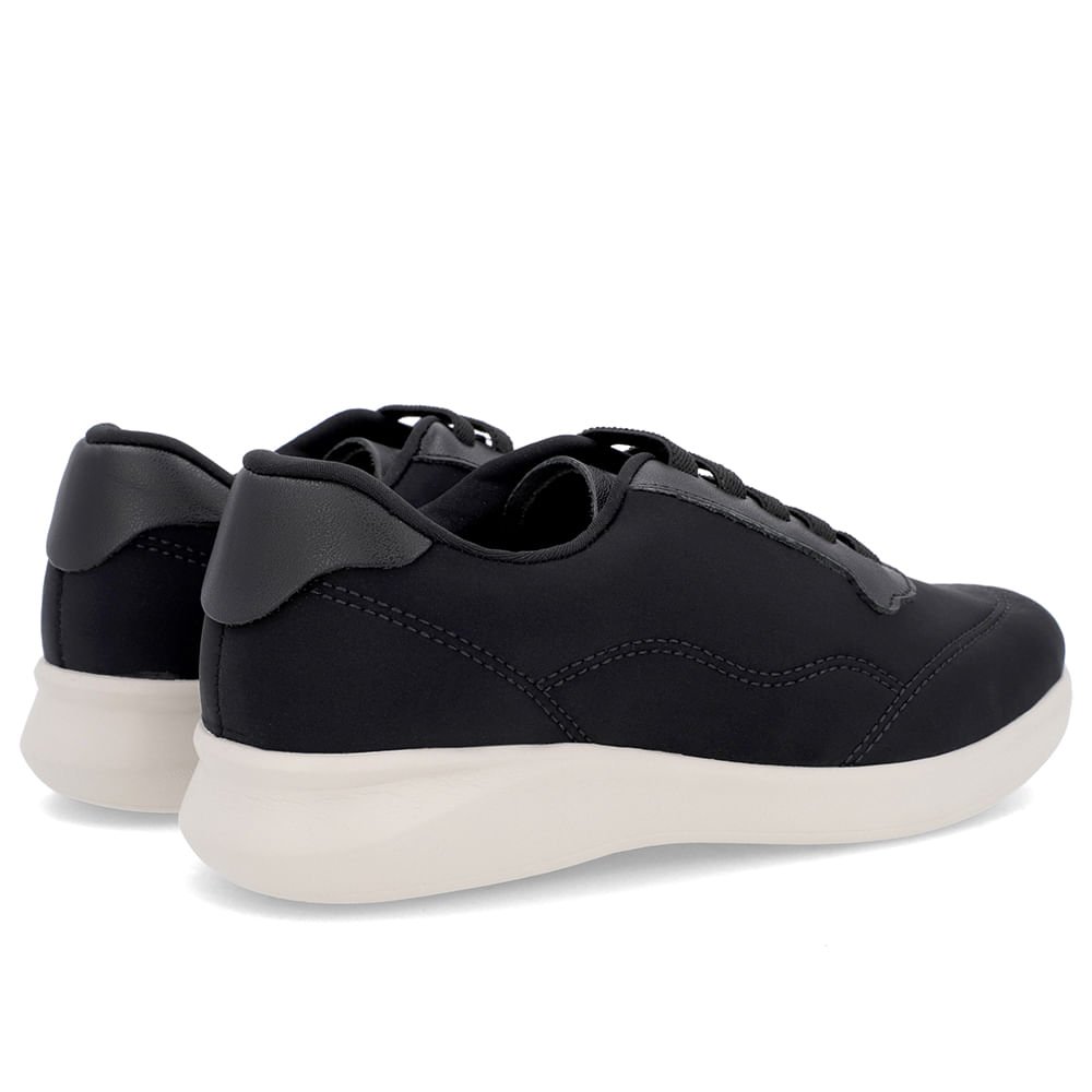 Tênis Casual Preto Elastano Cadarço Elástico Preto 3