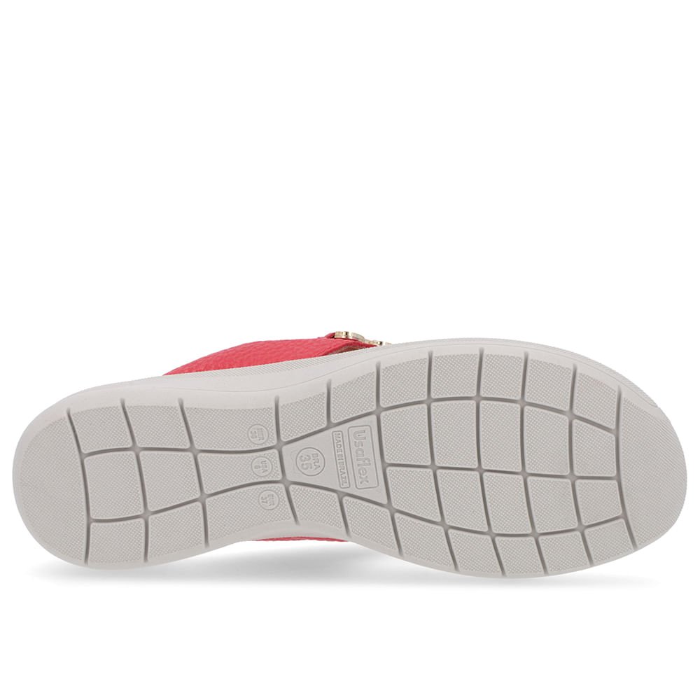 Chinelo Plataforma Couro Vermelho Enfeite Brilho Vermelho 5