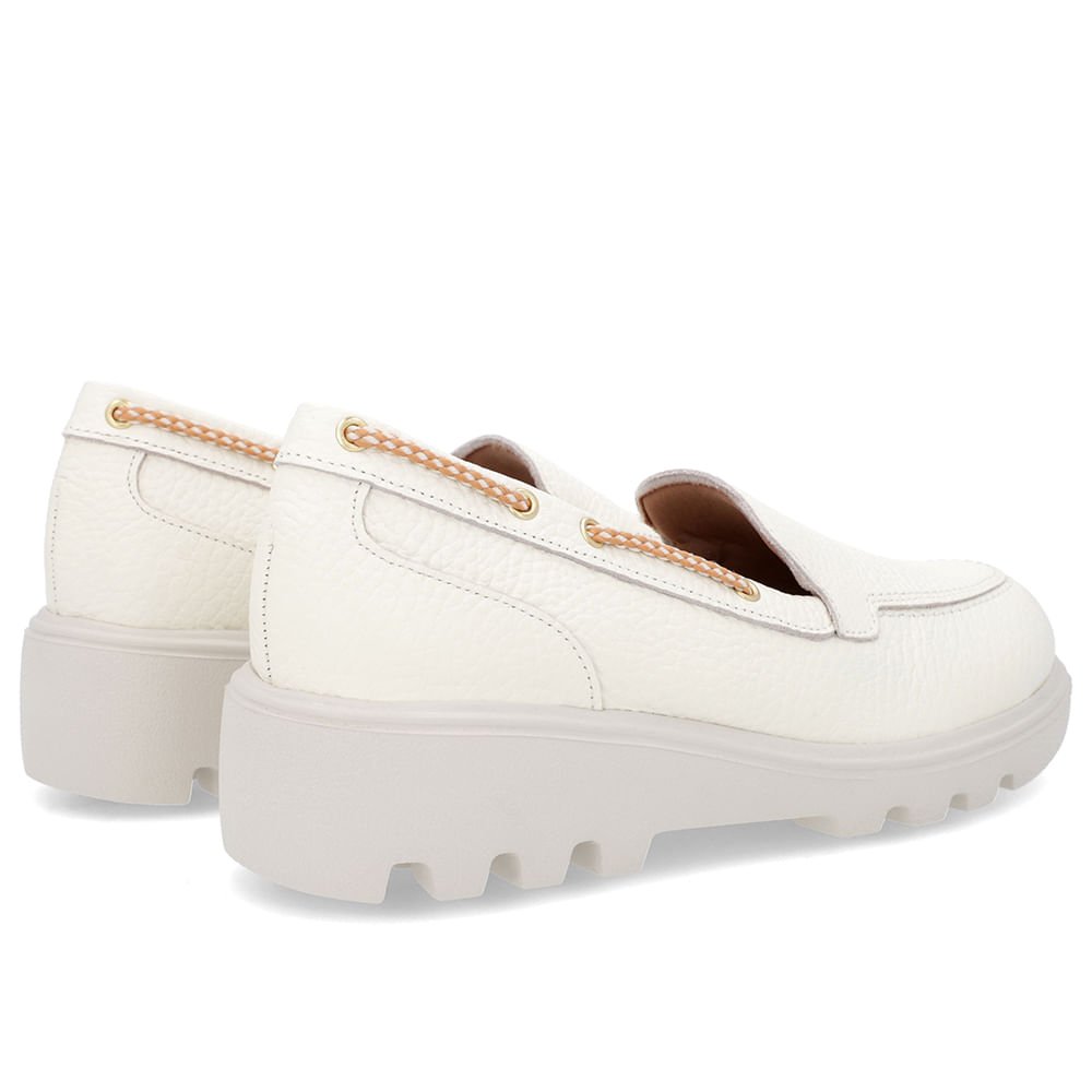 Loafer Off-White Salto Plataforma Couro Detalhe Corda Branco 3