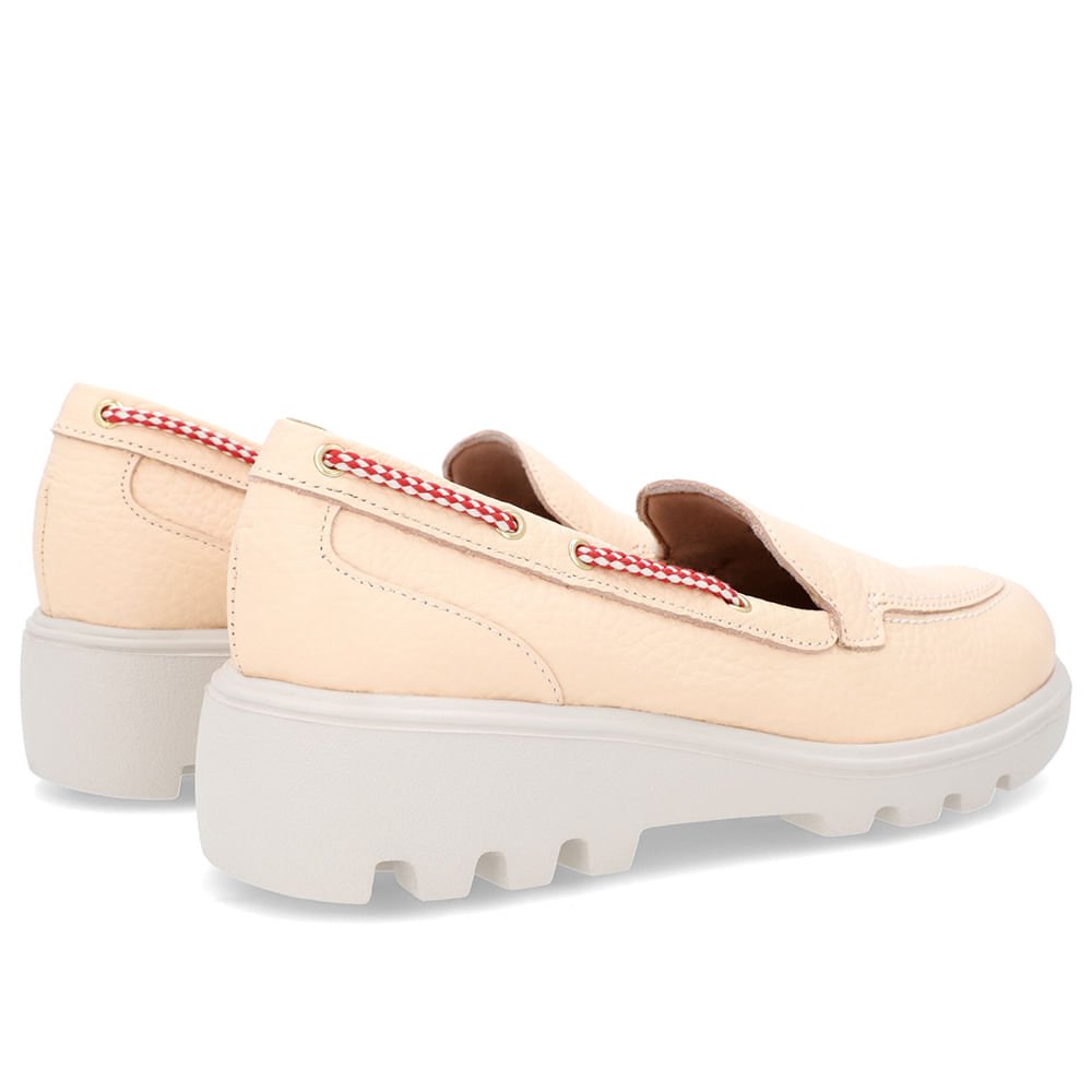 Loafer Laranja Salto Plataforma Couro Detalhe Corda Bege 3