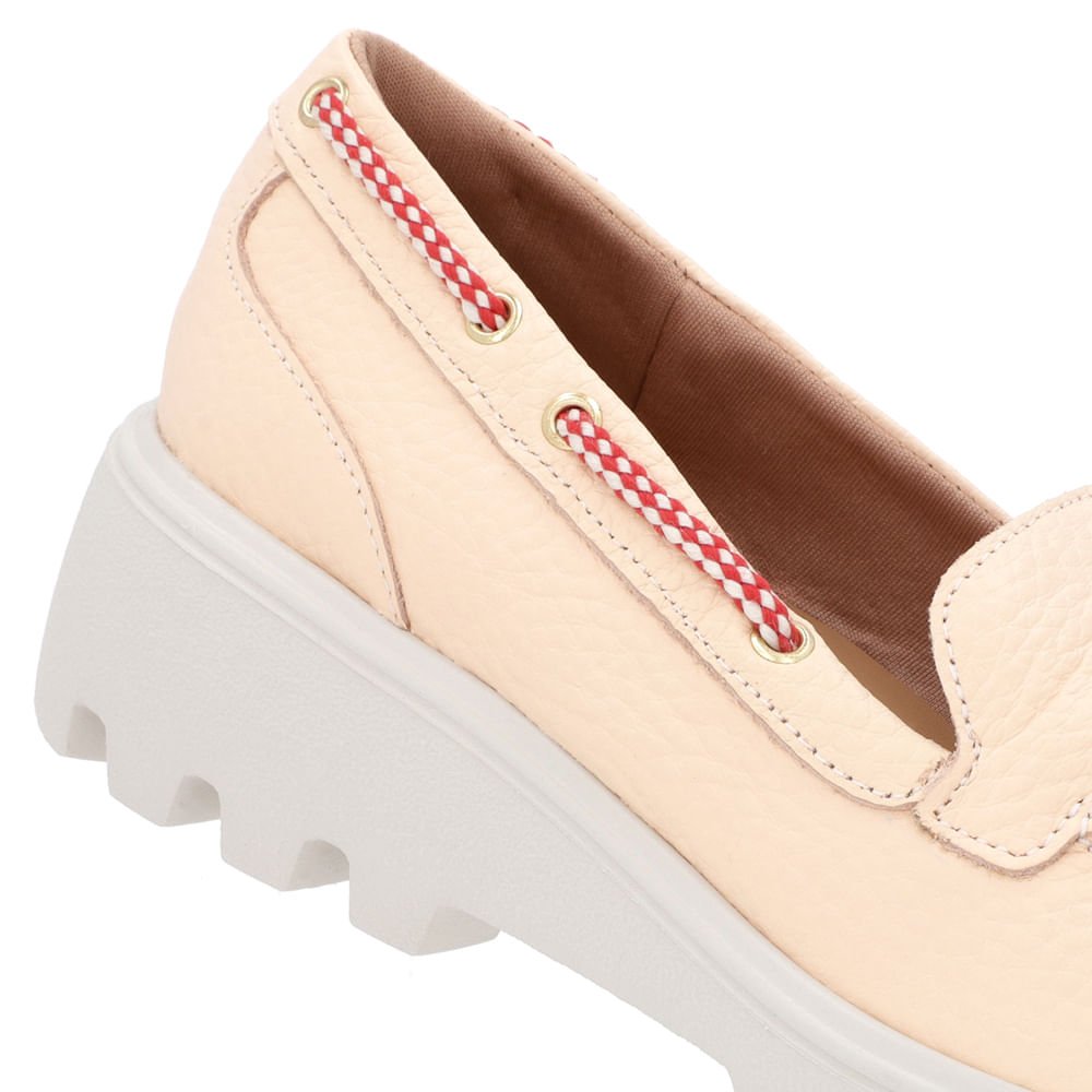 Loafer Laranja Salto Plataforma Couro Detalhe Corda Bege 4