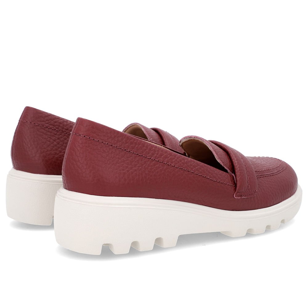 Loafer Vermelho Sola Tratorada Couro Bordô 3