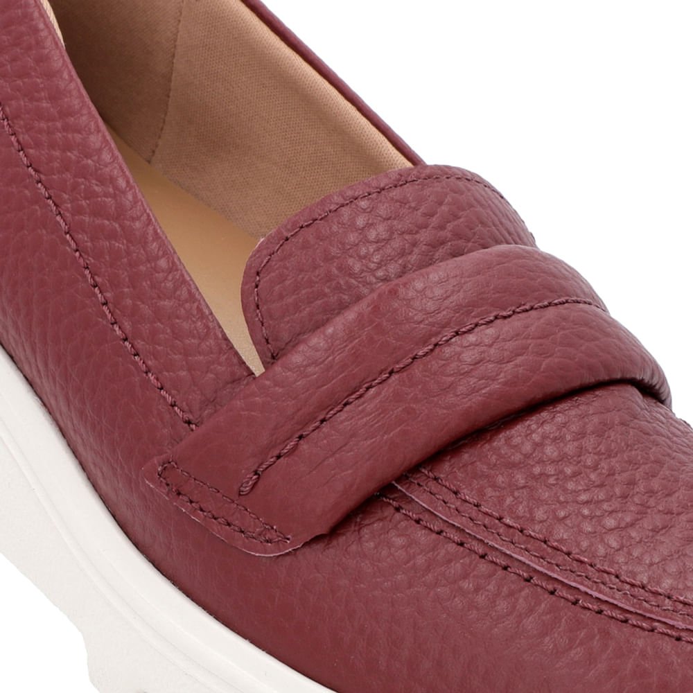 Loafer Vermelho Sola Tratorada Couro Bordô 4