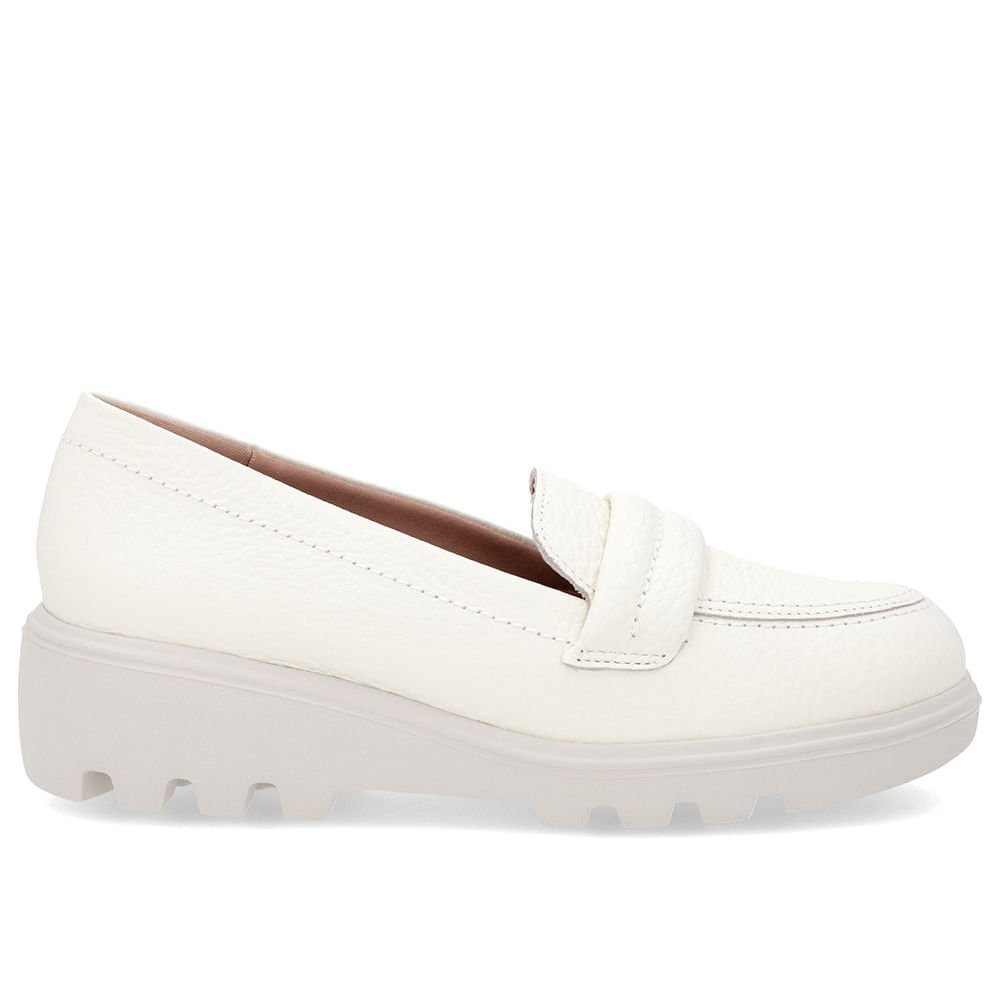 Loafer Off-White Sola Tratorada Couro Branco 1