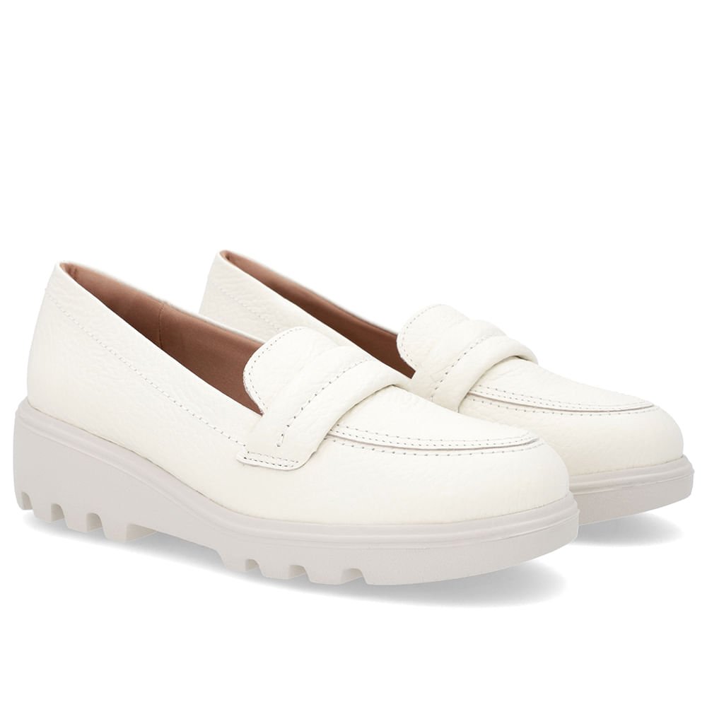 Loafer Off-White Sola Tratorada Couro Branco 2