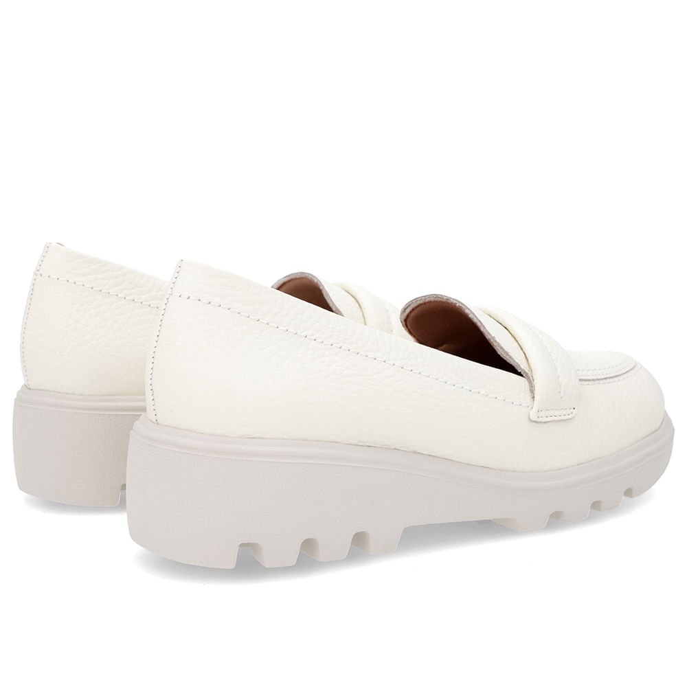Loafer Off-White Sola Tratorada Couro Branco 3