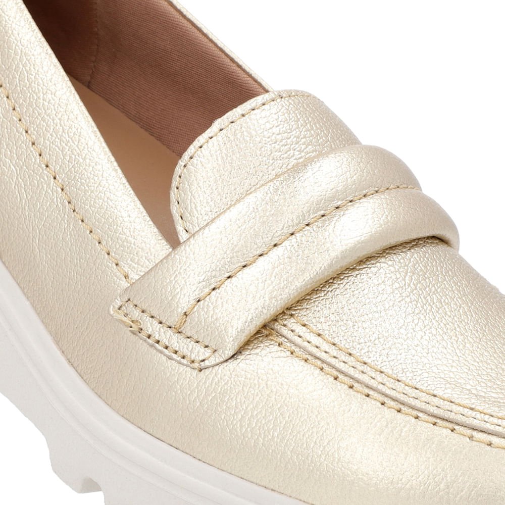 Loafer Dourado Sola Tratorada Couro Dourado 4
