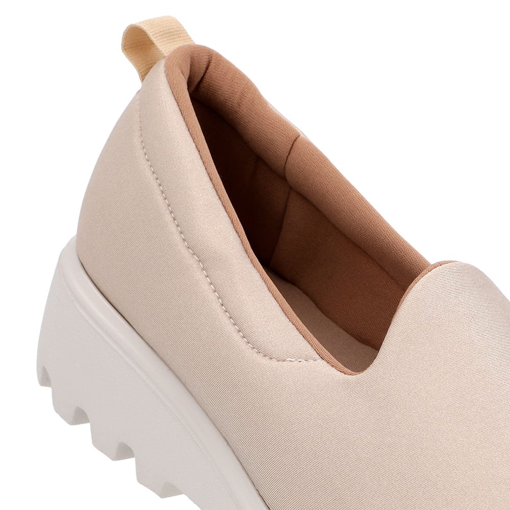 Loafer Bege Sola Tratorada Elastano Bege 4