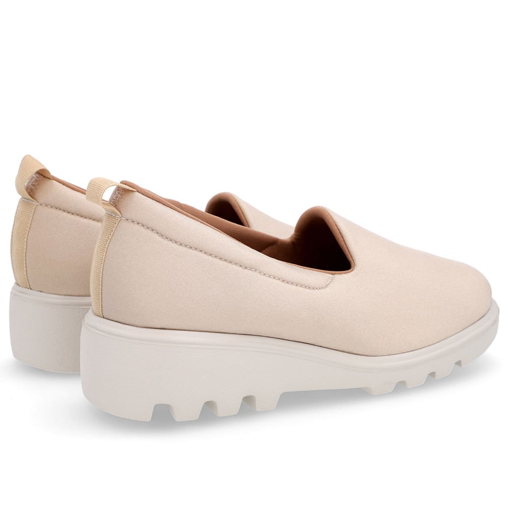 Loafer Bege Sola Tratorada Elastano Bege 4