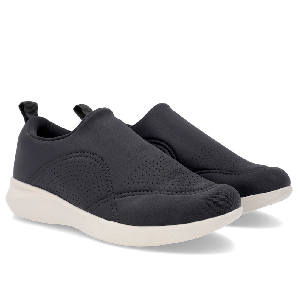 Tênis Casual Preto Claro Elastano Preto 2