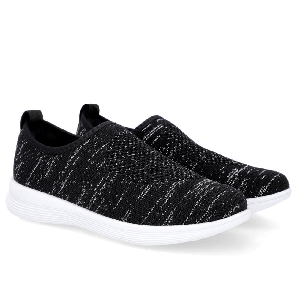 Tênis Preto Mesclado Tricot Preto 2