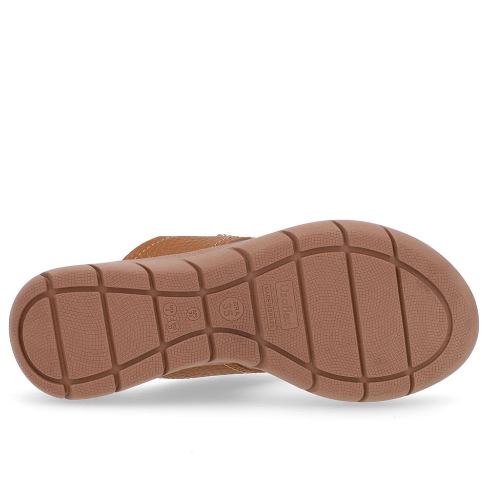 Chinelo Baixo Couro Marom Enfeite Rebite Marrom 5