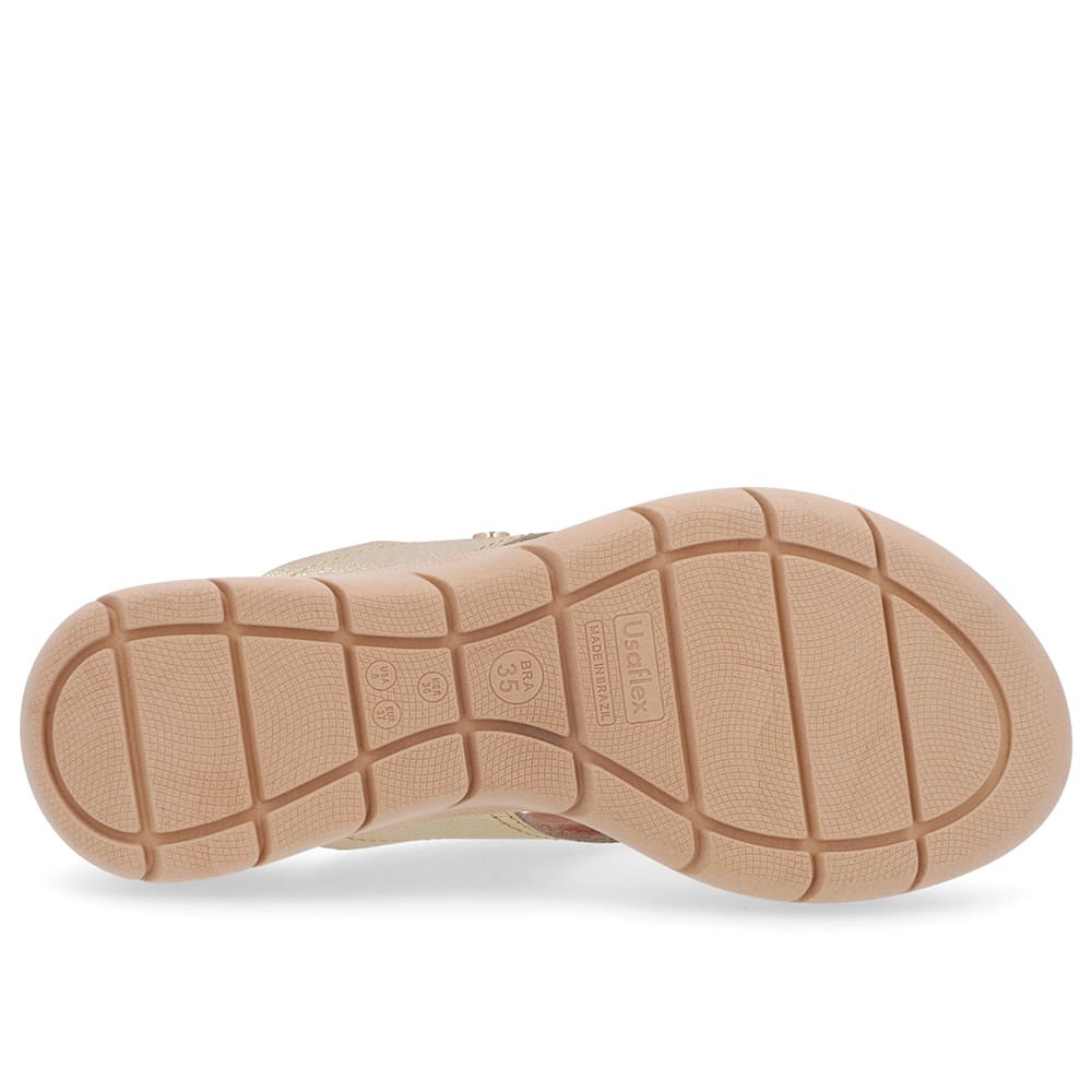 Chinelo Baixo Couro Ouro Enfeite Rebite Dourado 5