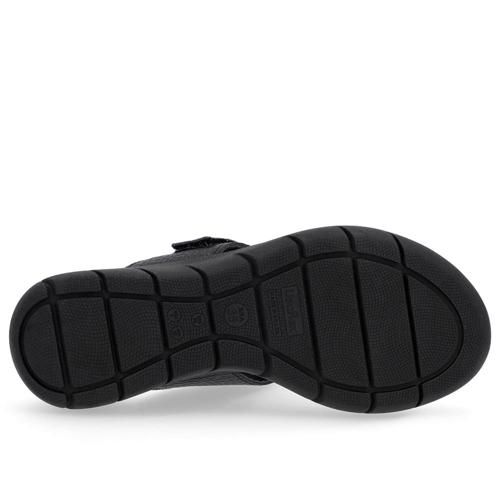 Chinelo Baixo Couro Preto Ajuste Fecho-Flex Preto 5
