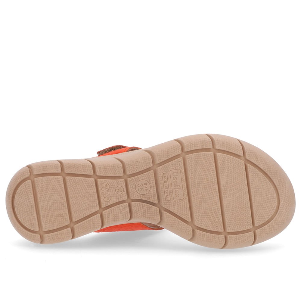 Chinelo Baixo Couro Laranja Ajuste Fecho-Flex Laranja 5