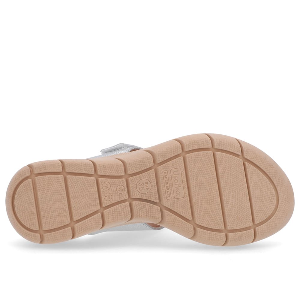 Chinelo Baixo Couro Prata Ajuste Fecho-Flex Prata 5