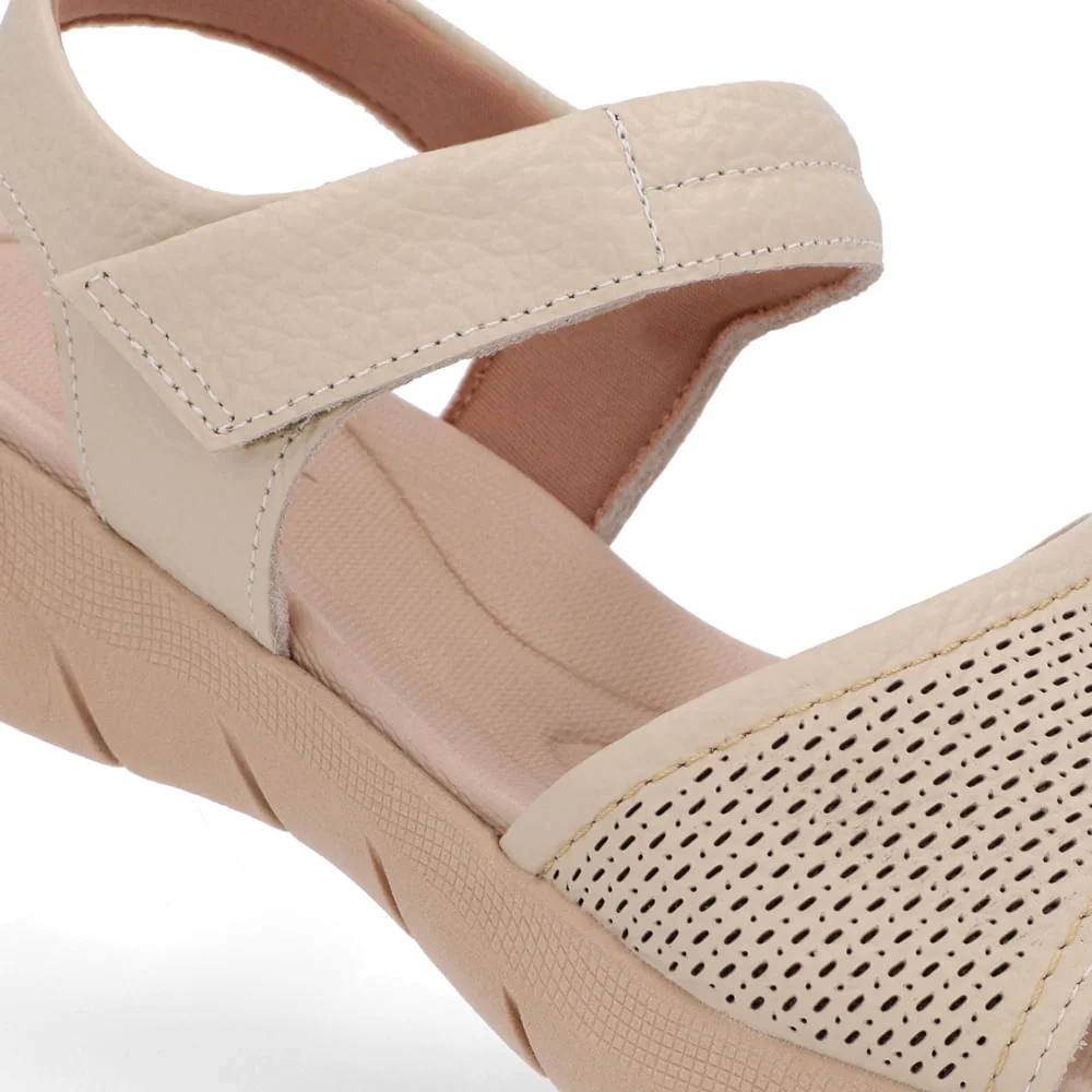 Sandália Plataforma Couro Bege Fecho-Flex Bege 4