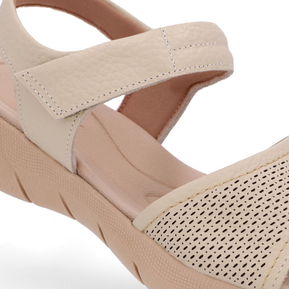 Sandália Plataforma Couro Bege Fecho-Flex Bege 4