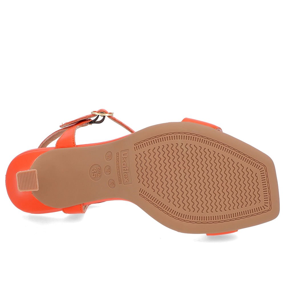 Sandália Salto Fino Couro Laranja Laranja 5