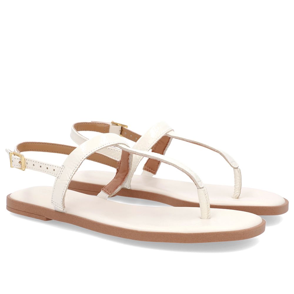 Sandália Rasteira Couro Branca Básica Branco 2