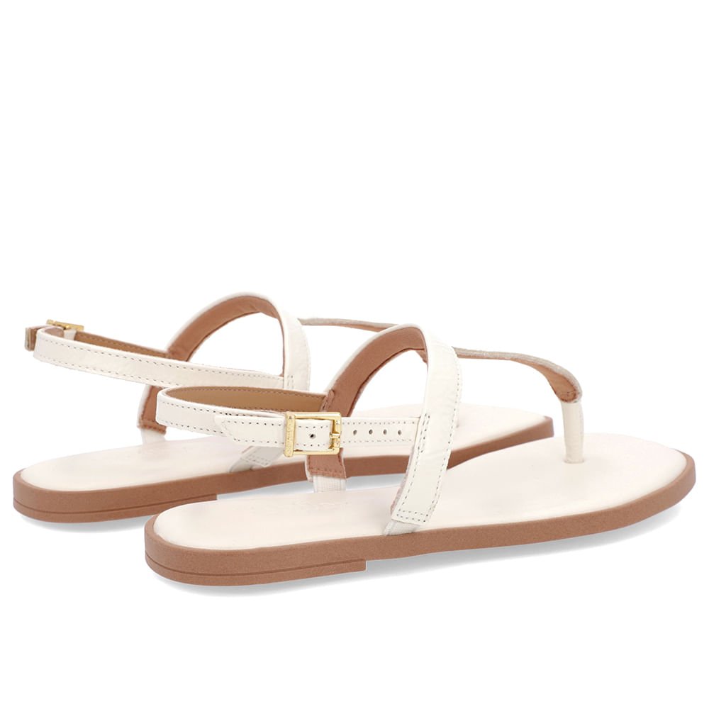 Sandália Rasteira Couro Branca Básica Branco 3