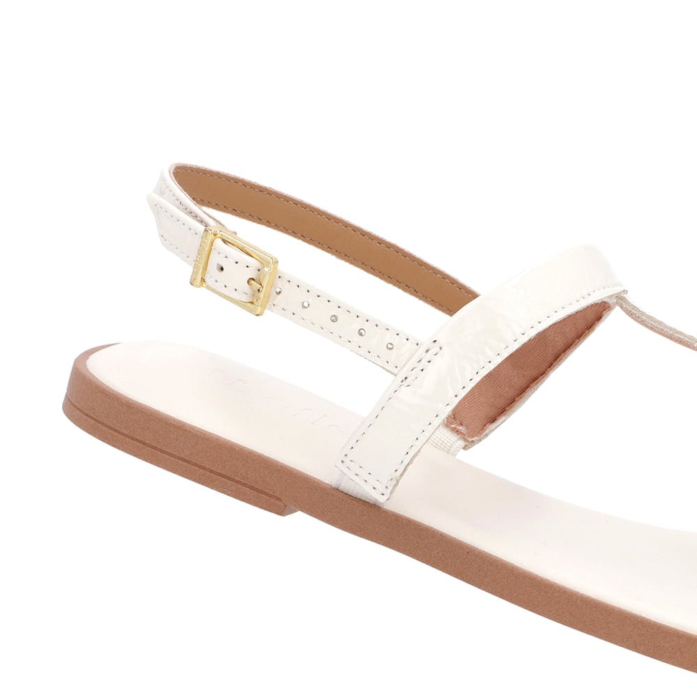 Sandália Rasteira Couro Branca Básica Branco 4