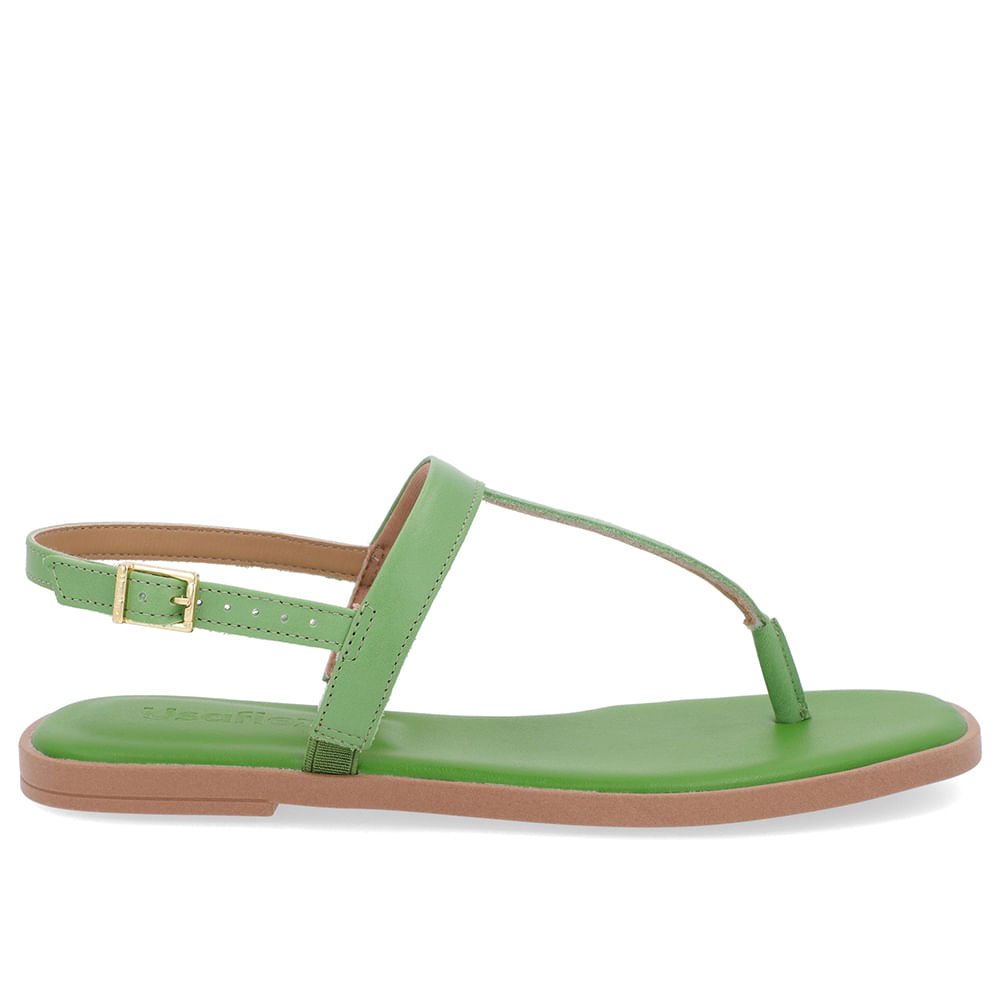 Sandália Rasteira Couro Verde Básica