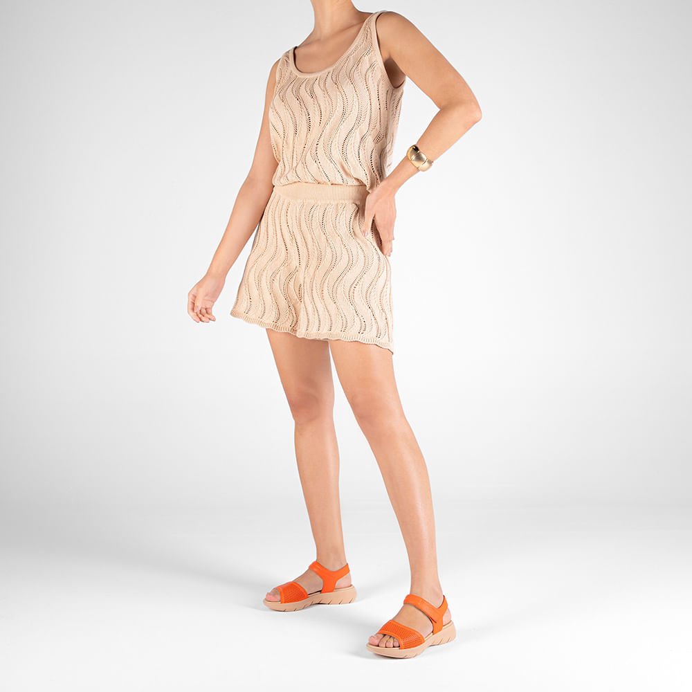 Sandália Plataforma Couro Laranja Fecho-Flex Laranja 4