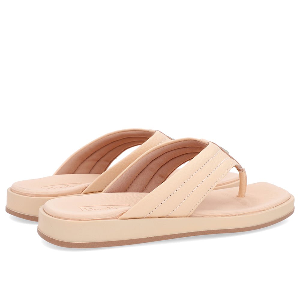 Chinelo Baixo Couro Laranja Claro Costura Enfeite Laranja 3