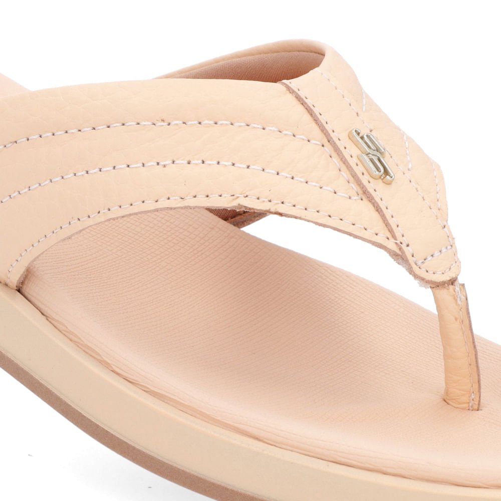 Chinelo Baixo Couro Laranja Claro Costura Enfeite Laranja 4