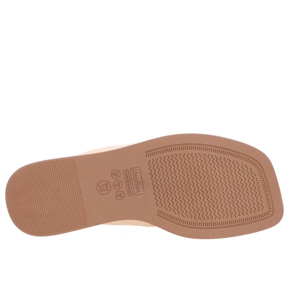 Chinelo Baixo Couro Laranja Claro Costura Enfeite Laranja 5