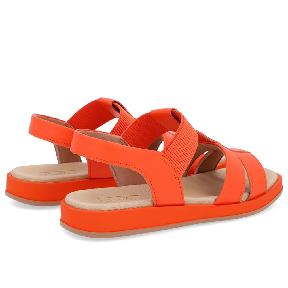 Sandália Salto Baixo Couro Laranja Laranja 3