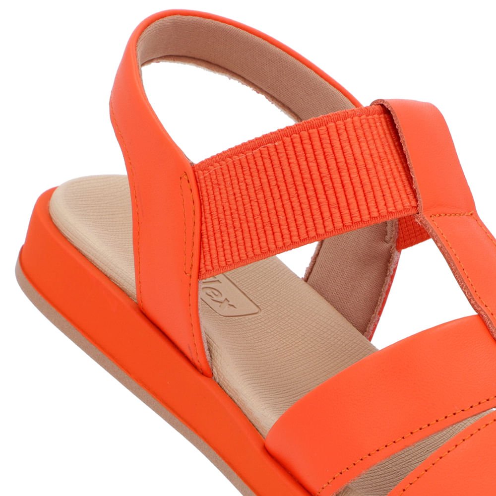 Sandália Salto Baixo Couro Laranja Laranja 4