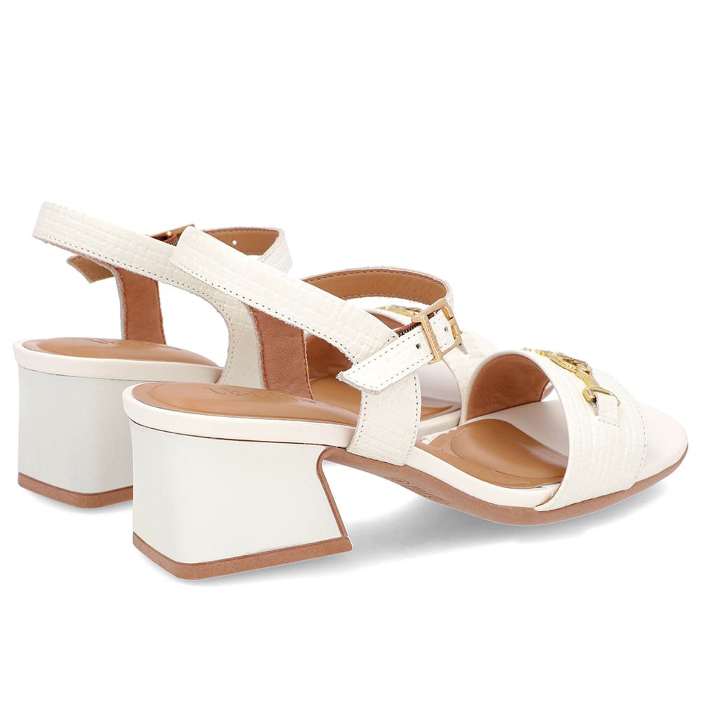 Sandália Salto Geométrico Couro Branca Bridão Branco 3