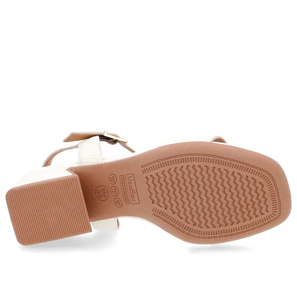 Sandália Salto Geométrico Couro Branca Bridão Branco 5