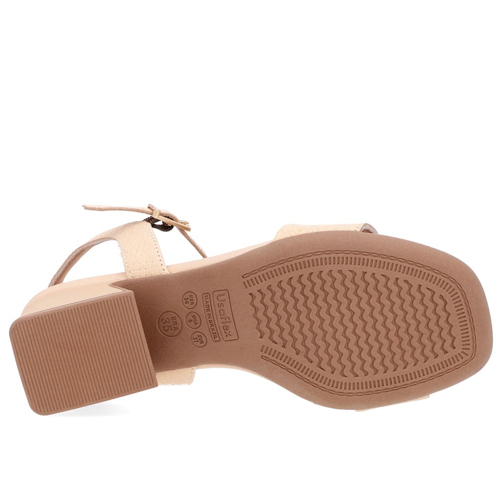 Sandália Salto Geométrico Couro Laranja Claro Bridão Laranja 5